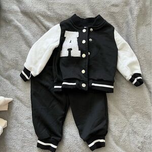 SHEIN Kids Black and White Letterman Set